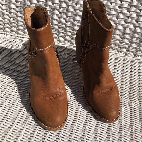 UGG Annie Leather Round Toe Stacked Heel Chestnut 1095061 - Picture 2 of 8